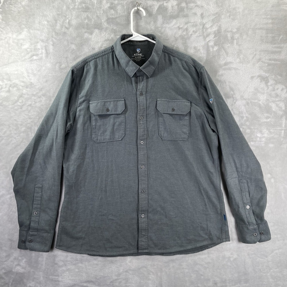 KUHL Shirt men's XL Descendr Flannel Button Down Casual Outdoor Pockets Green